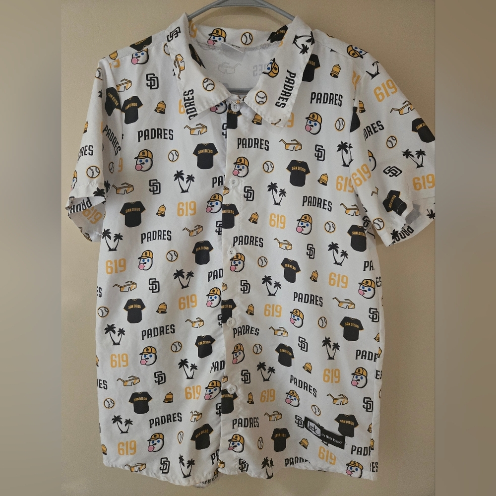 BDA X Jack in the Box Men’s Medium White San Diego Padres MLB Button Down Shirt
